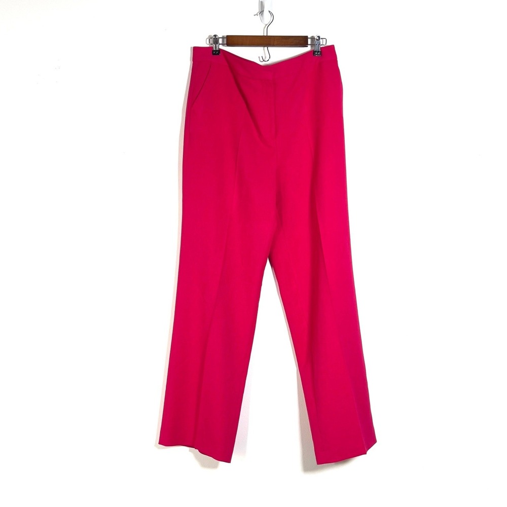 Zara High Rise Straight Leg Trousers Pants Women Sz XL Pink Classic